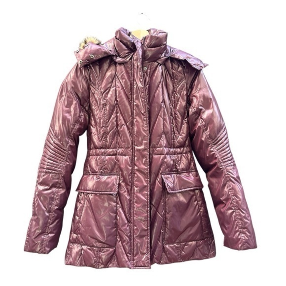 Bcbgmaxazria midi glossy jacket coat
